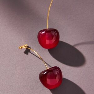 Anthropologie Elegant Cherry Dark Red Earrings